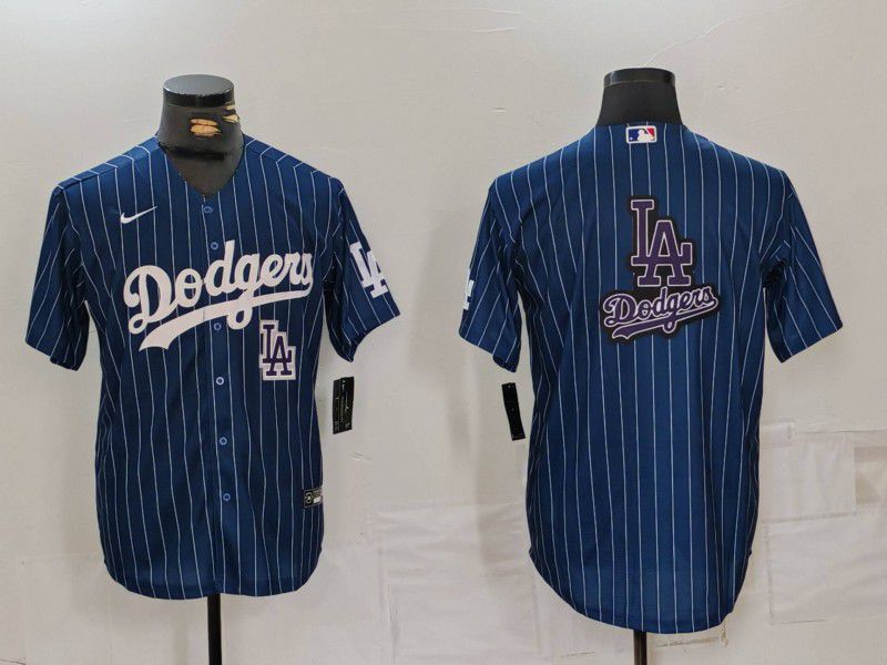 Men Los Angeles Dodgers Blank Blue Stripe Game 2024 Nike MLB Jersey style 8
